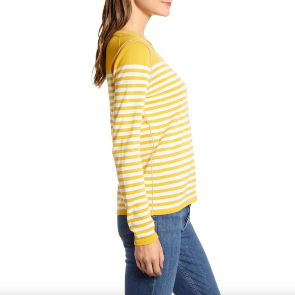 TOMMY HILFIGER Stripe Crewneck Sweater In Deep Maize Multi - Picture 3 of 11